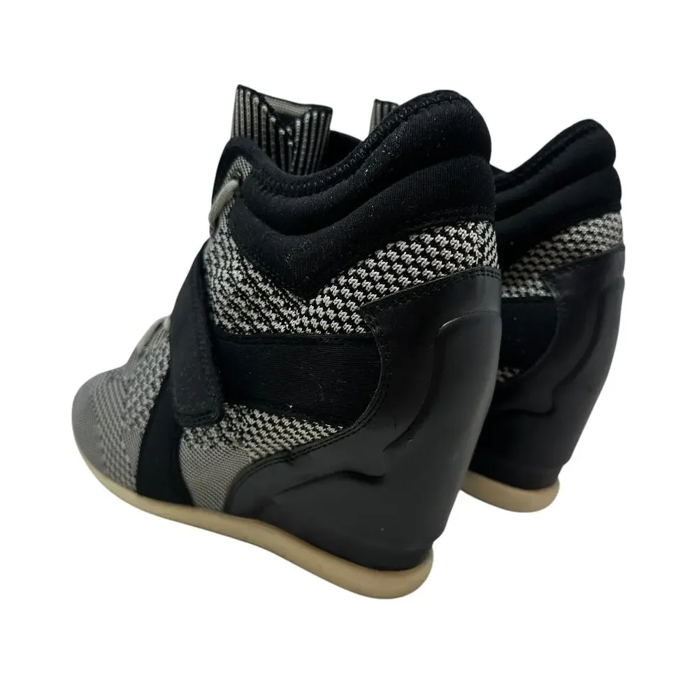 Ash Bebop Knit Wedge Sneakers High‎ Top Platform Black Gray Size 40 US 9.5 10